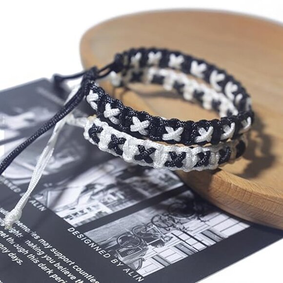 Matching Yin Yang Friendship Bracelets for 2 – Adjustable Cord BFF Bracelets - Picture 4 of 4